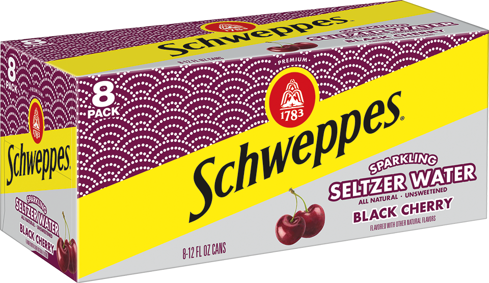 slide 4 of 4, Schweppes Black Cherry Sparkling Water Beverage, 12 fl oz cans, 8 pack, 8 ct