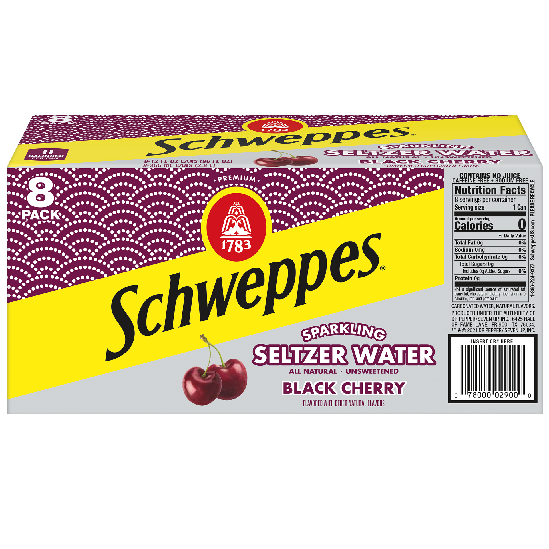 slide 2 of 4, Schweppes Black Cherry Sparkling Water Beverage, 12 fl oz cans, 8 pack, 8 ct