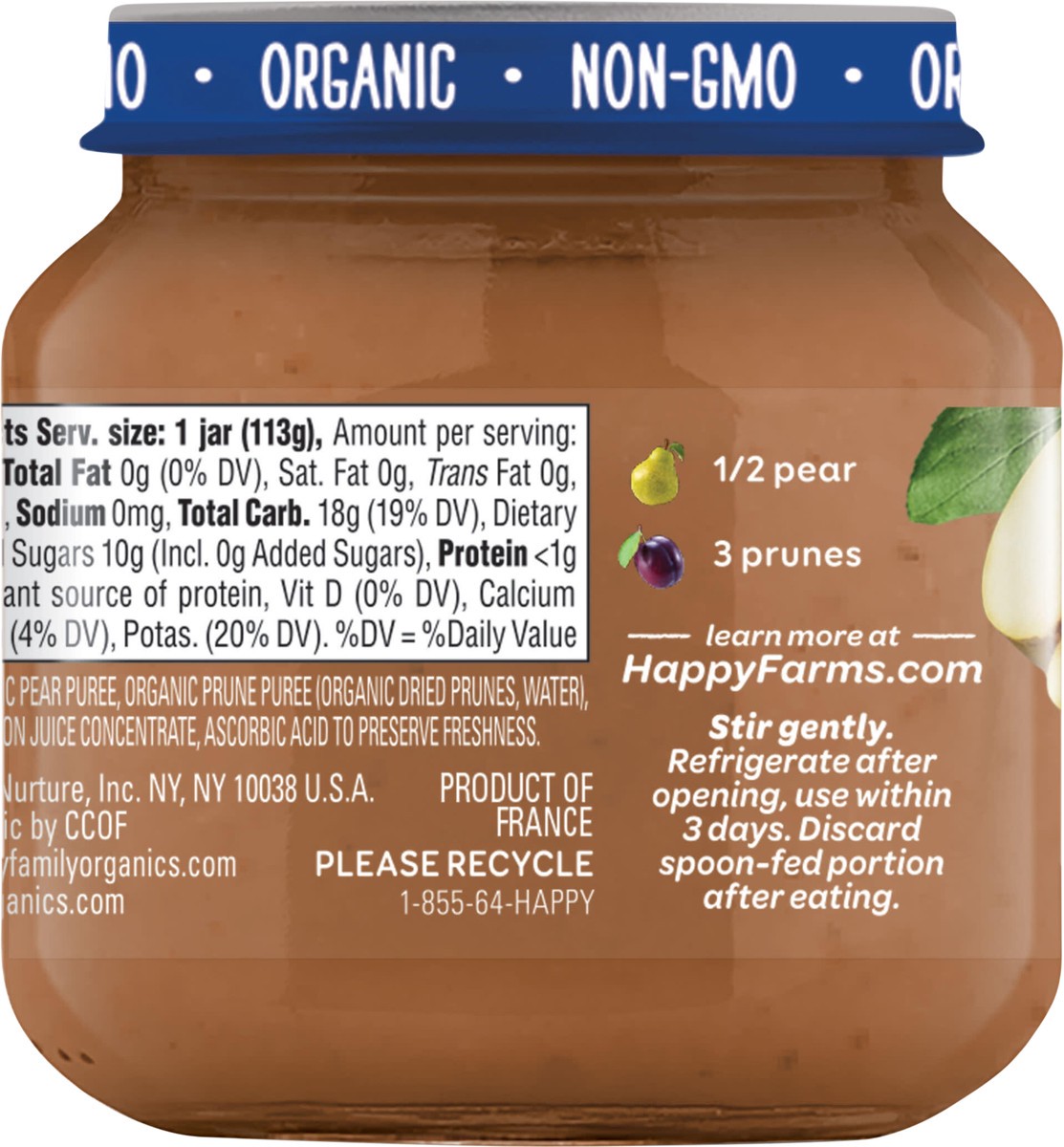 slide 2 of 3, Happy Baby Happy Family HappyBaby Clearly Crafted Pears & Prunes Baby Food Jar - 4oz, 4 oz