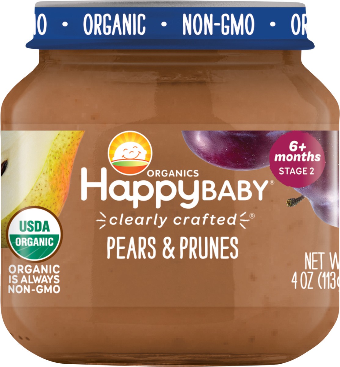 slide 3 of 3, Happy Baby Happy Family HappyBaby Clearly Crafted Pears & Prunes Baby Food Jar - 4oz, 4 oz