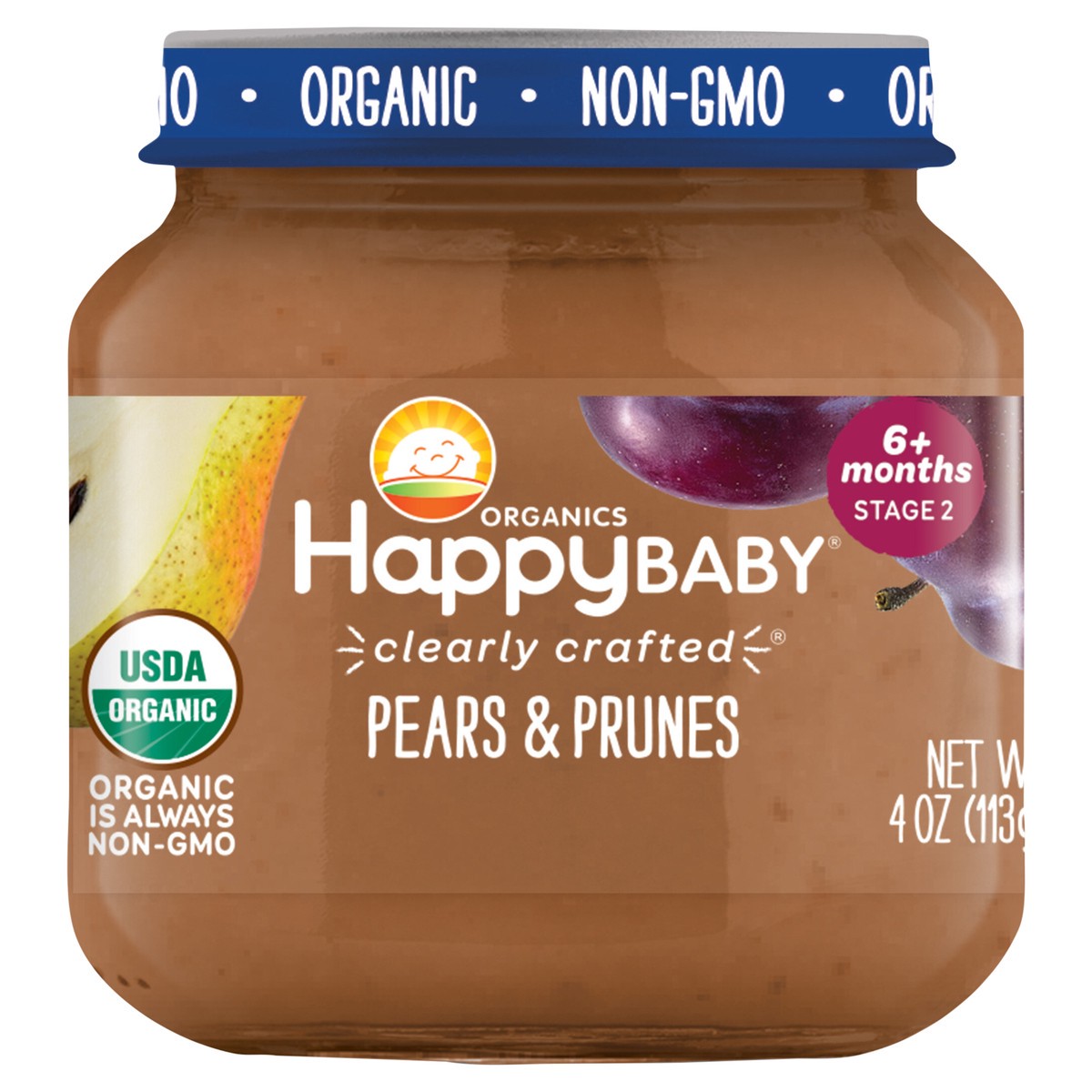 slide 1 of 3, Happy Baby Happy Family HappyBaby Clearly Crafted Pears & Prunes Baby Food Jar - 4oz, 4 oz