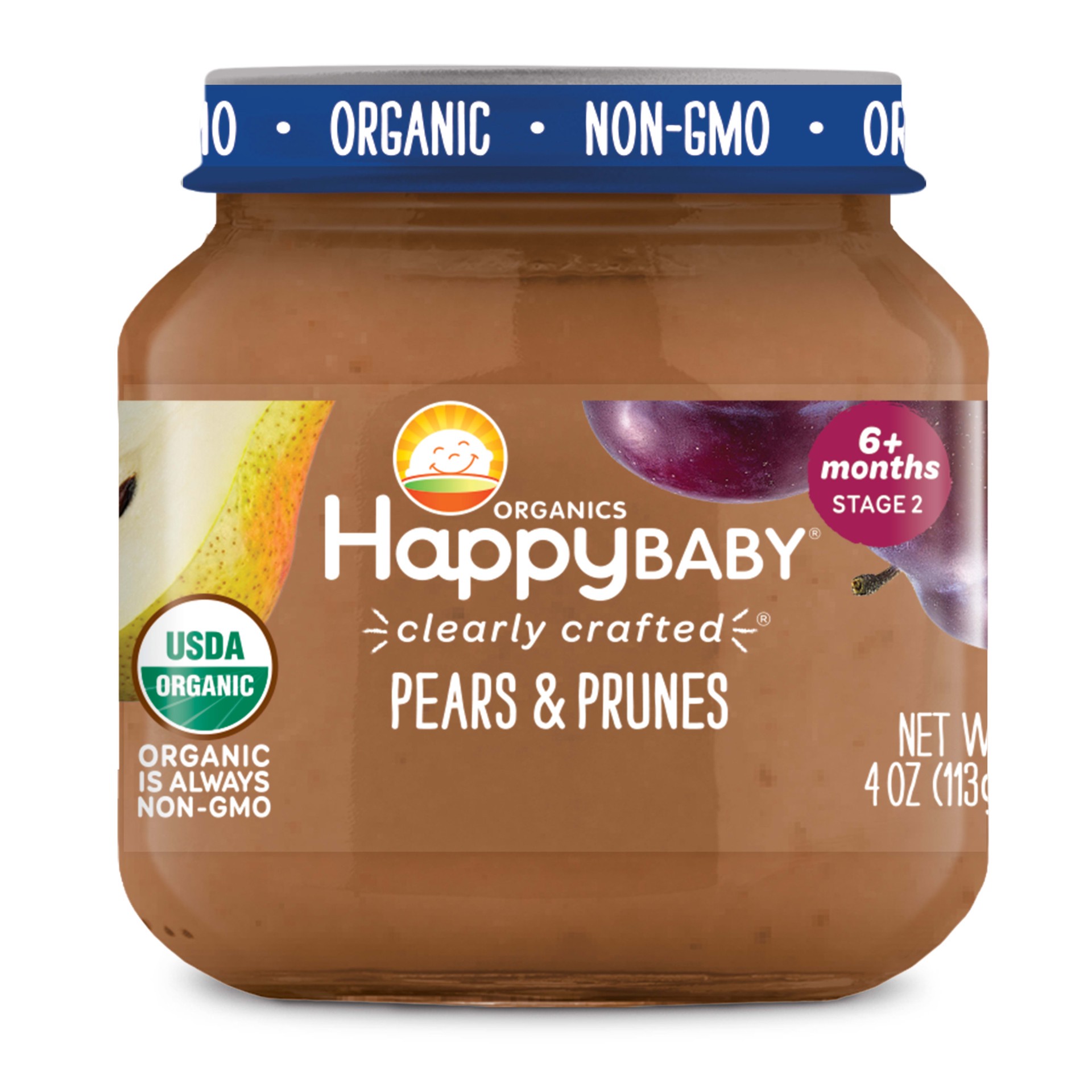 slide 1 of 3, Happy Baby Organics Clearly Crafted Stage 2 Pears & Prunes Jar 4 oz UNIT, 4 oz