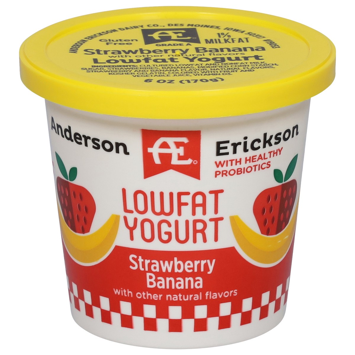 slide 1 of 9, Anderson Erickson Dairy Lowfat Strawberry Banana Yogurt 6 oz, 6 oz