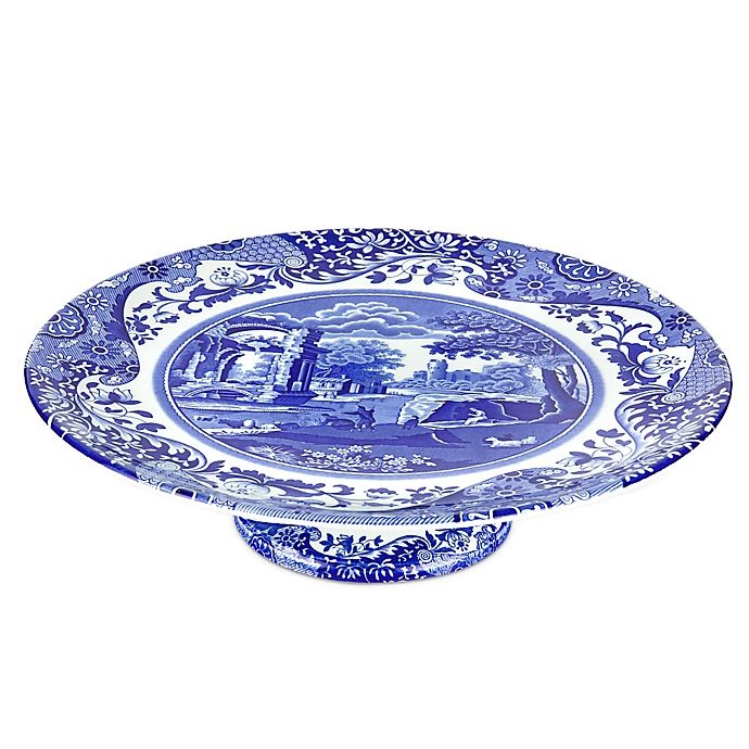 slide 1 of 1, Spode Blue Italian Footed Cake Plate, 1 ct