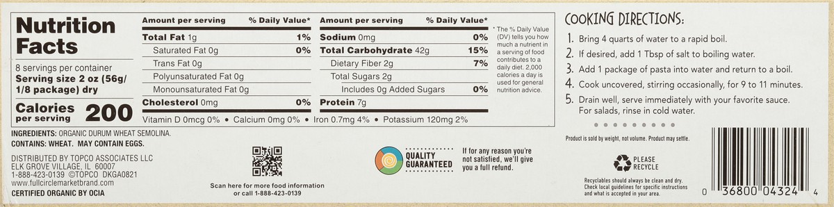 slide 9 of 9, Full Circle Market Organic Spaghetti 16 oz, 16 oz