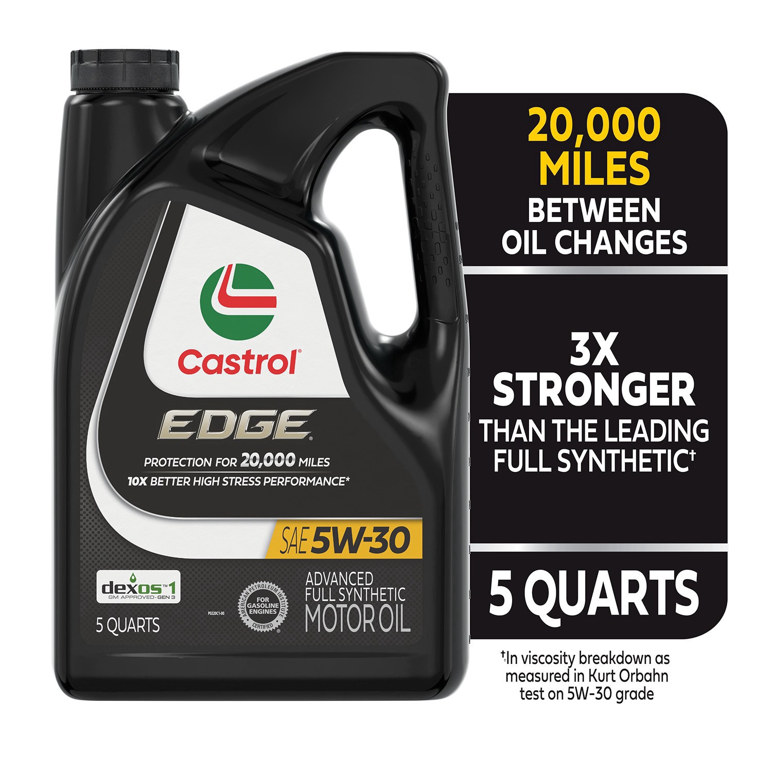 slide 3 of 6, Castrol Edge Sae 5W-30 Advanced Full Synthetic Motor Oil, 5 qt