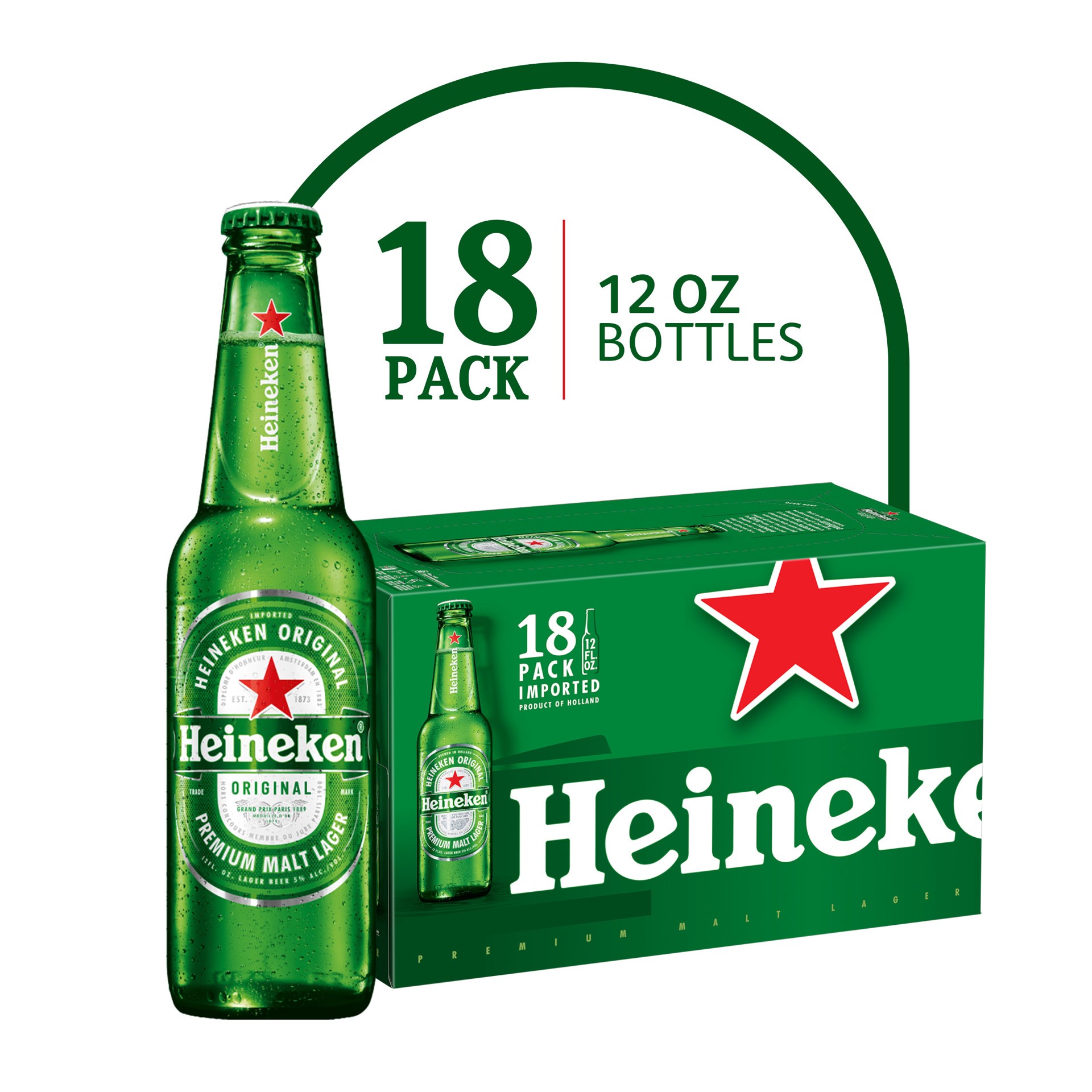slide 1 of 6, Heineken 18 Pack Original Beer 18 - 12 fl oz Bottles, 18 ct; 12 oz