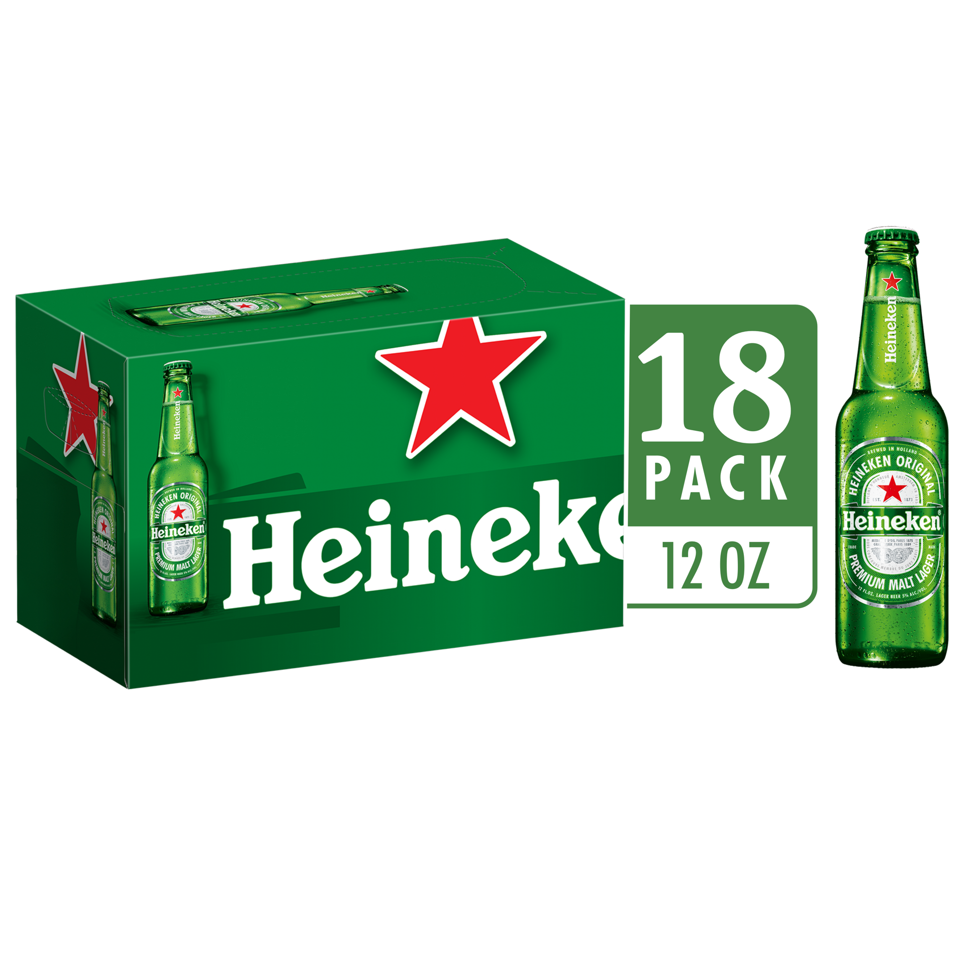slide 5 of 6, Heineken Original Lager Beer, 18 Pack, 12 fl oz Bottles, 12 oz