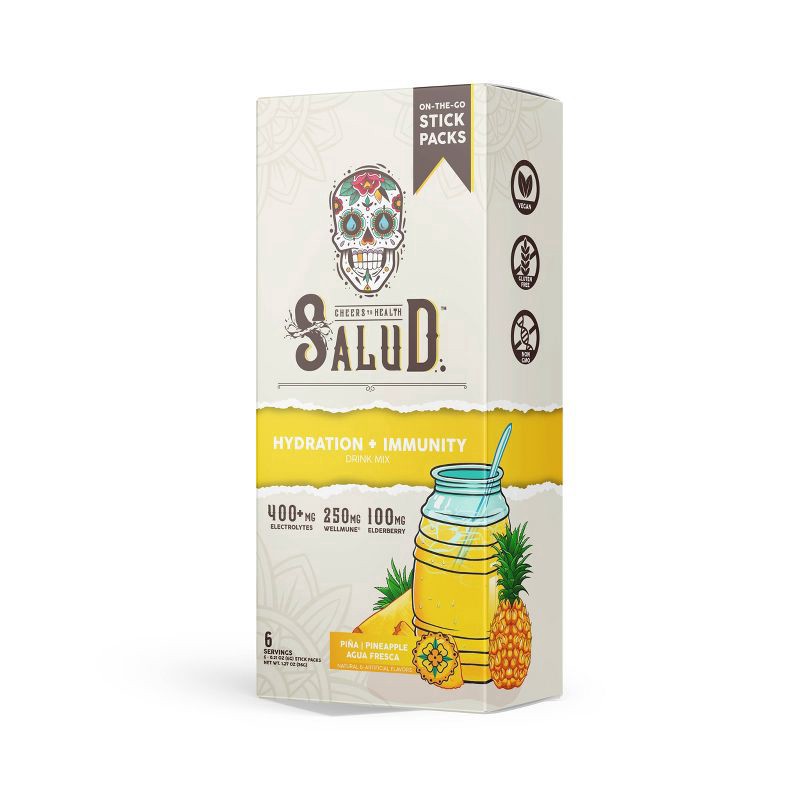 slide 1 of 1, Salud Hydration + Immunity Pineapple Drink Mix - Sticks - 6 ct; 0.21 oz, 6 ct; 0.21 oz
