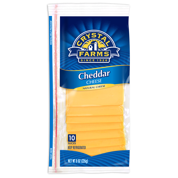 slide 1 of 1, Crystal Farms All Natural Cheddar Cheese, 10 ct; 8 oz