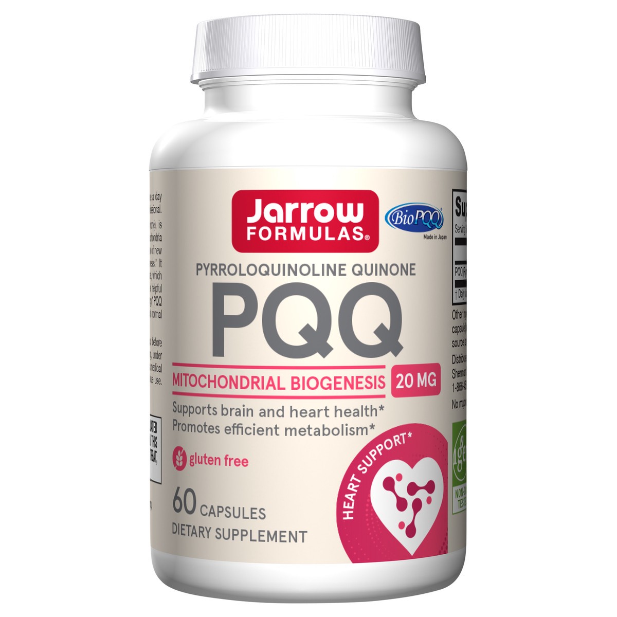 slide 1 of 1, Jarrow Formulas PQQ 20 mg - 60 Servings (Capsules) - Promotes Mitochondrial Biogenesis & Metabolism - Supports Brain, Heart Health & Cognitive Function - Dietary Supplement, 60 ct