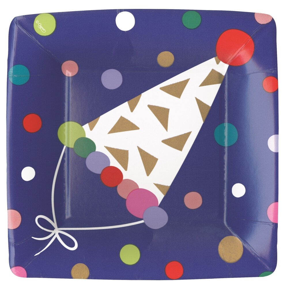 slide 1 of 1, Caspari Party Hats Square Paper Salad & Dessert Plates, 8 ct