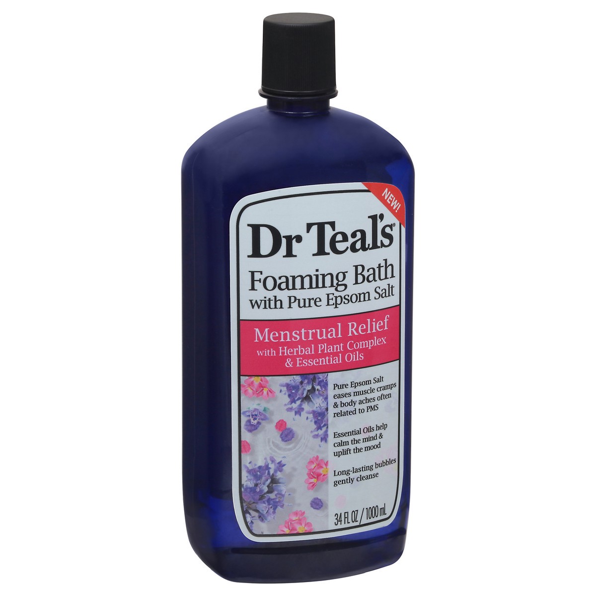 slide 6 of 9, Dr. Teal's Menstrual Relief Foaming Bath with Pure Epsom Salt 34 fl oz, 34 fl oz