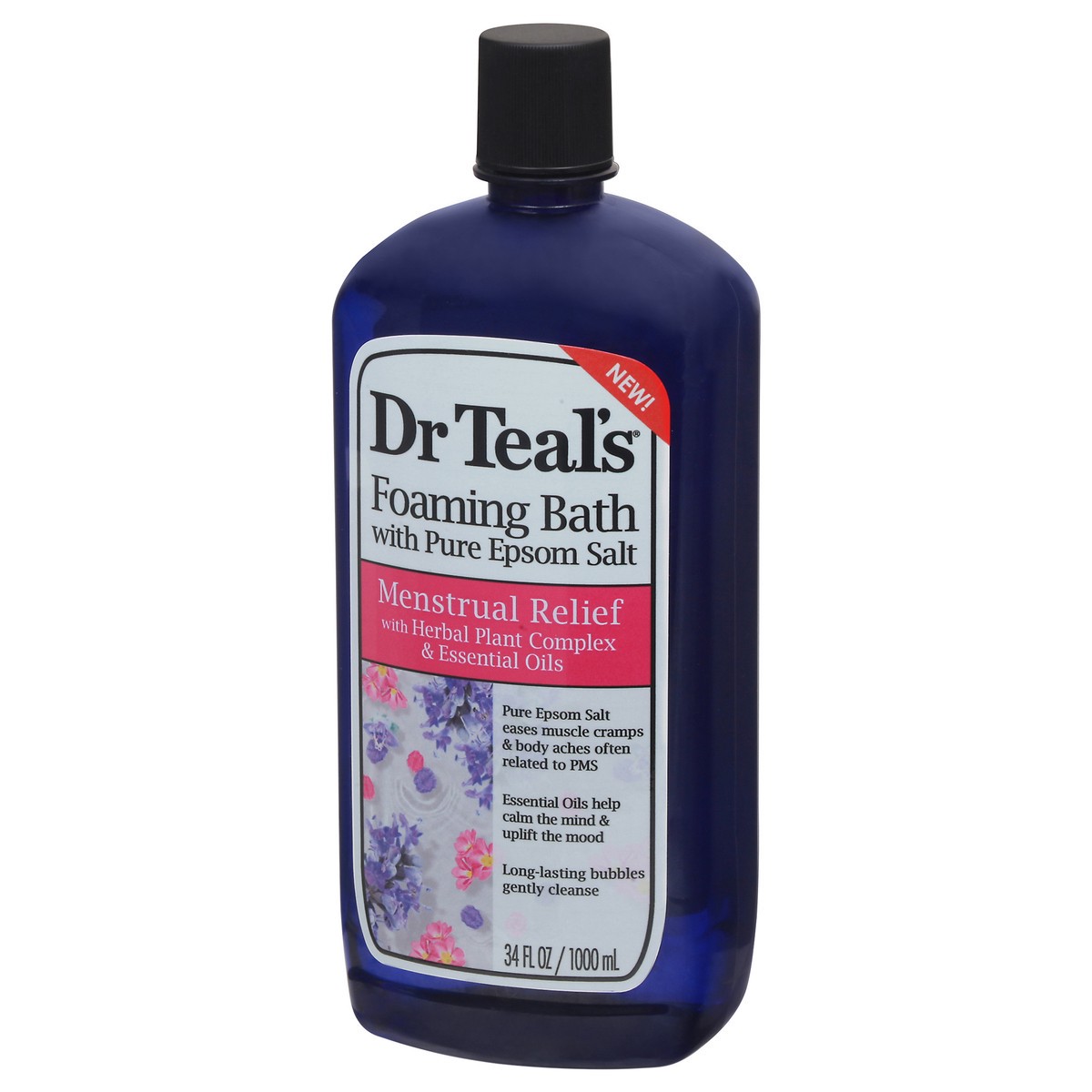 slide 4 of 9, Dr. Teal's Menstrual Relief Foaming Bath with Pure Epsom Salt 34 fl oz, 34 fl oz