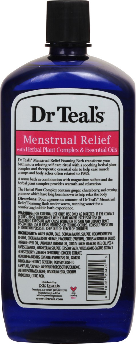 slide 8 of 9, Dr. Teal's Menstrual Relief Foaming Bath with Pure Epsom Salt 34 fl oz, 34 fl oz