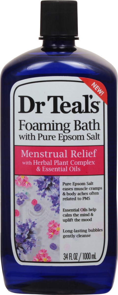 slide 5 of 9, Dr. Teal's Menstrual Relief Foaming Bath with Pure Epsom Salt 34 fl oz, 34 fl oz