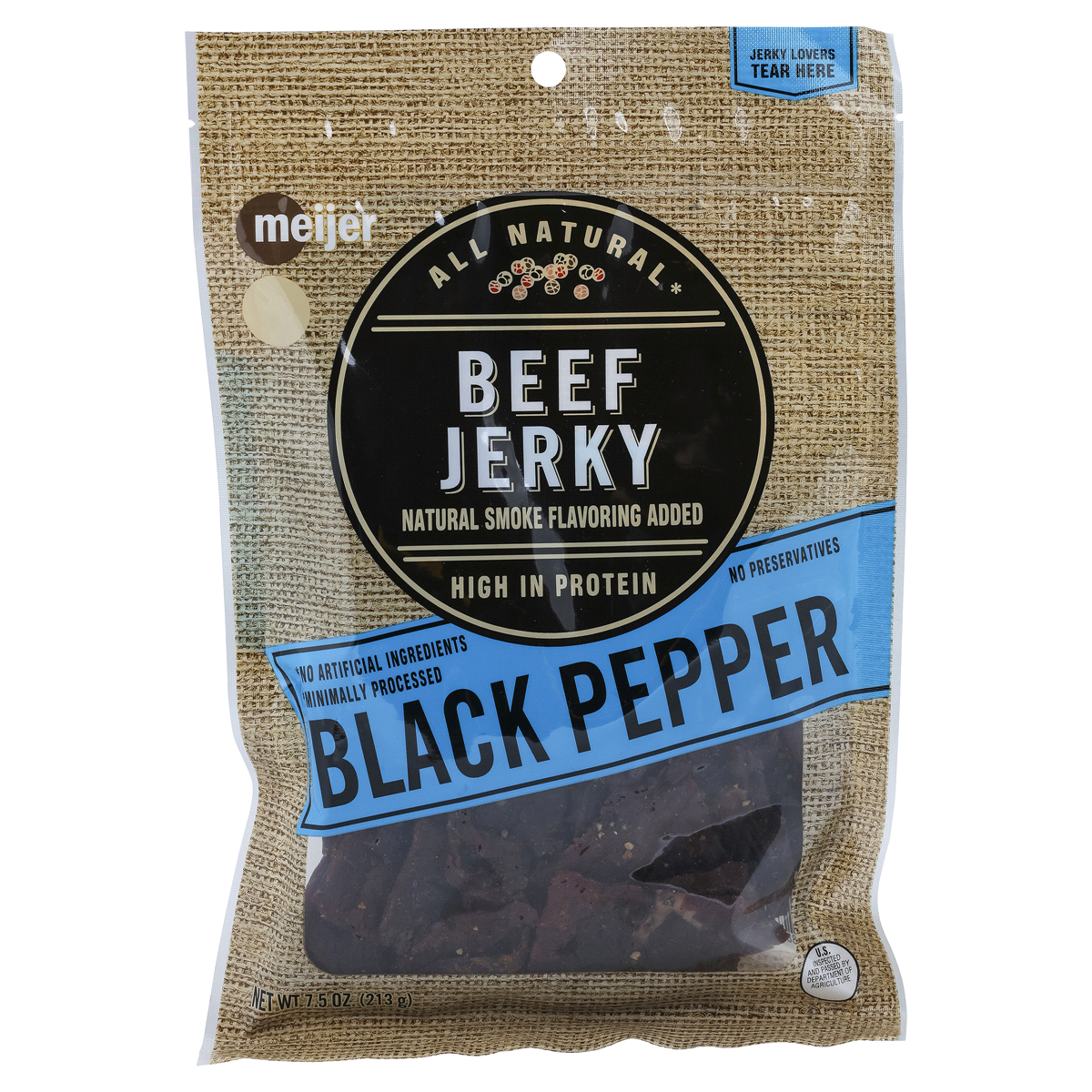 slide 1 of 2, Meijer Peppered Beef Jerky, 7.5 oz