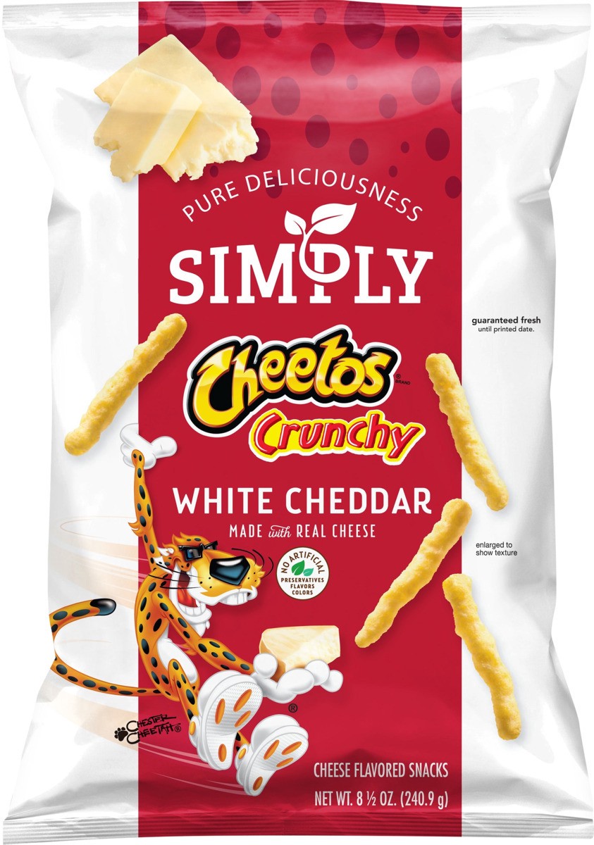 slide 3 of 3, Cheetos Simply Crunchy Cheese Flavored Snacks White Cheddar 8 1/2 Oz, 8.5 oz