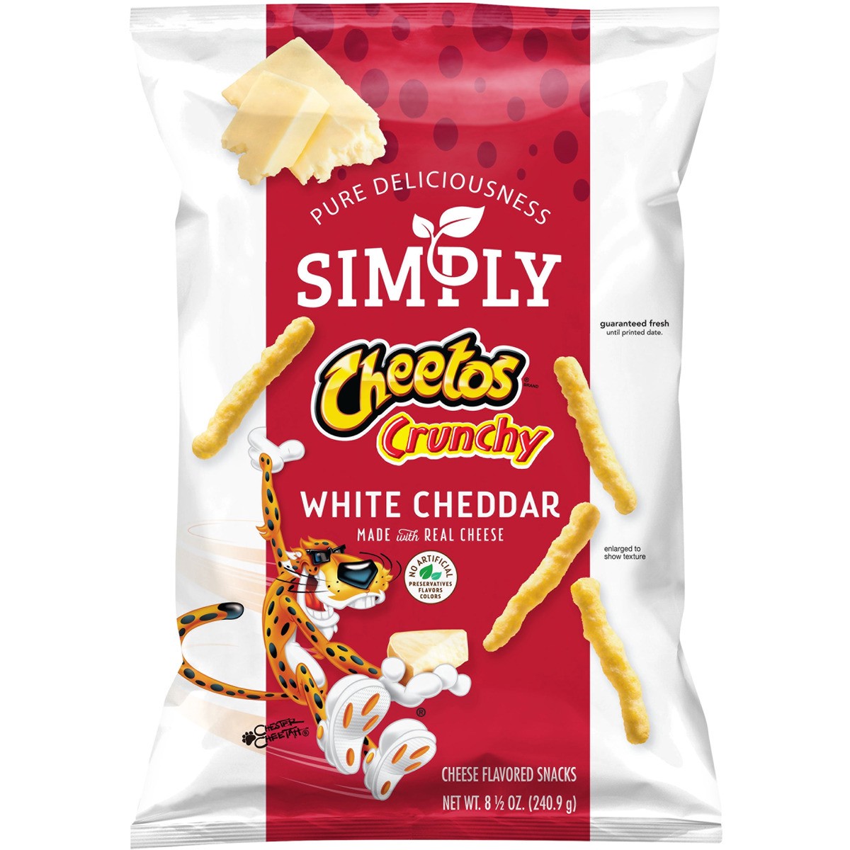 slide 1 of 3, Cheetos Simply Crunchy Cheese Flavored Snacks White Cheddar 8 1/2 Oz, 8.5 oz