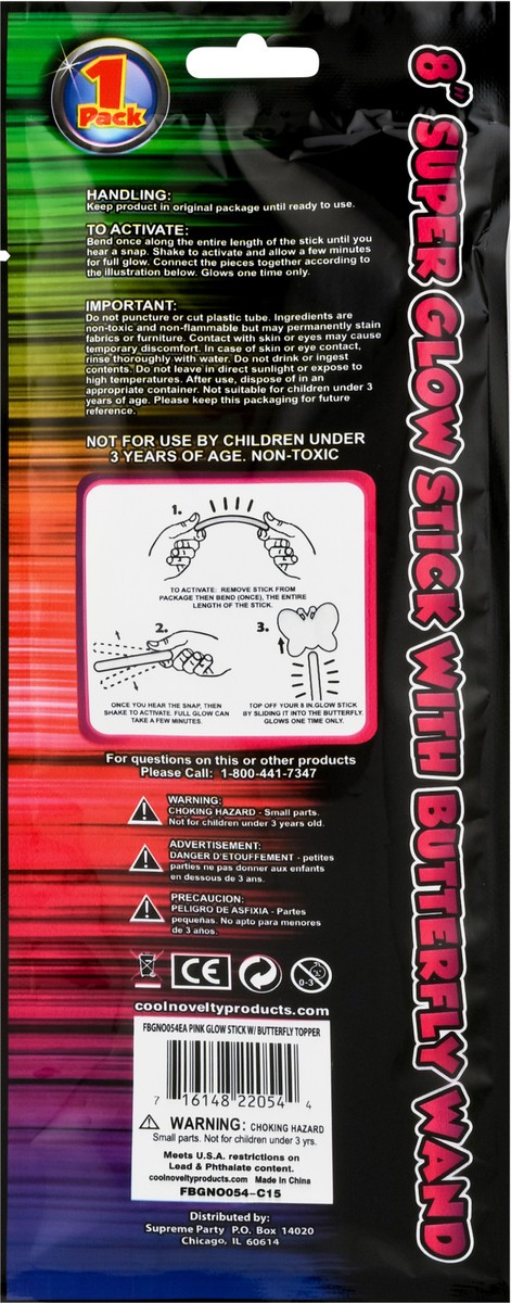 slide 7 of 9, Supreme Glow Supreme Butterfly Glow Wand Halloween, 1 ct