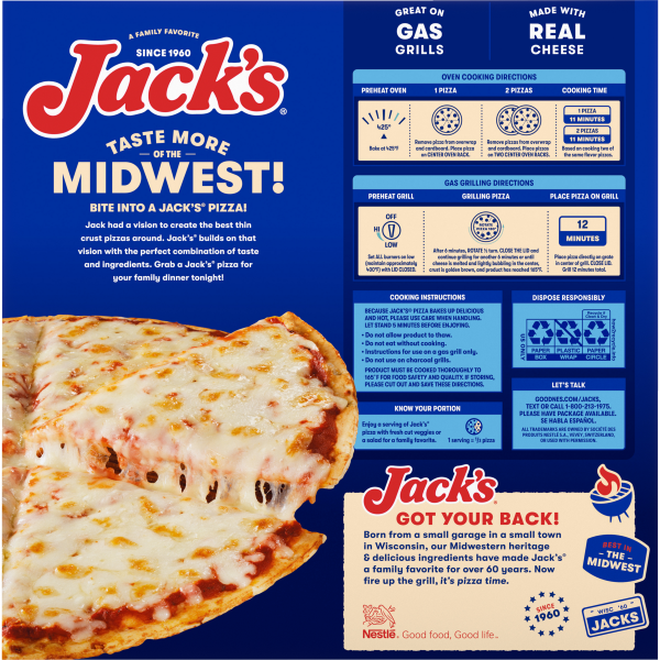 slide 9 of 22, Jack's Original Thin Crust Cheese Frozen Pizza (Pack of 3), 41.59 oz