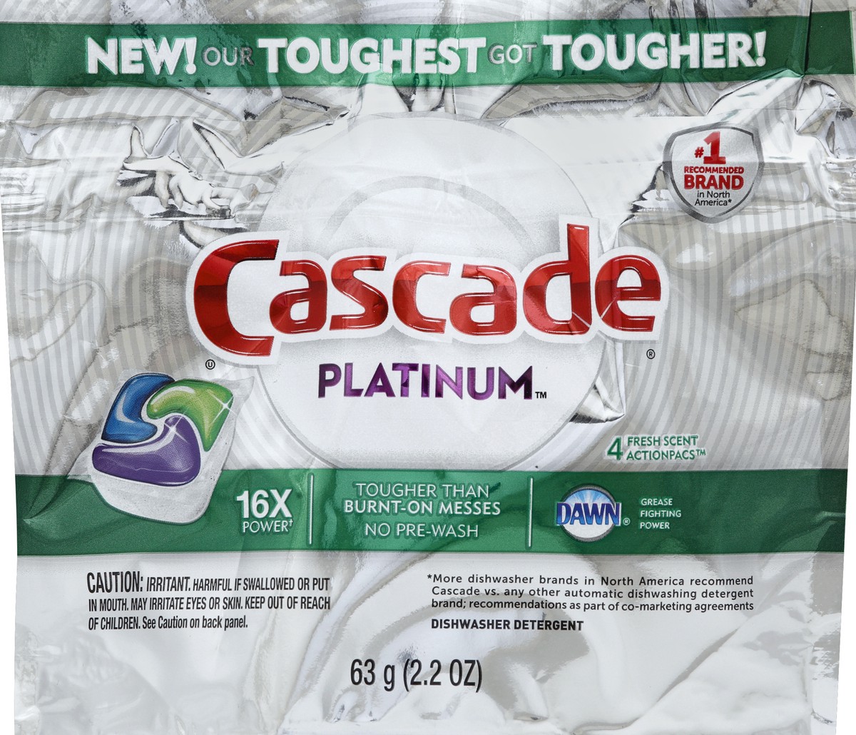 slide 1 of 3, Cascade Platinum ActionPacs Dishwasher Detergent, Fresh Scent, 4 ct