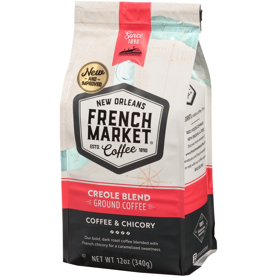 slide 3 of 7, French Market Coffee C & C Dark Roast Bag, 12 oz