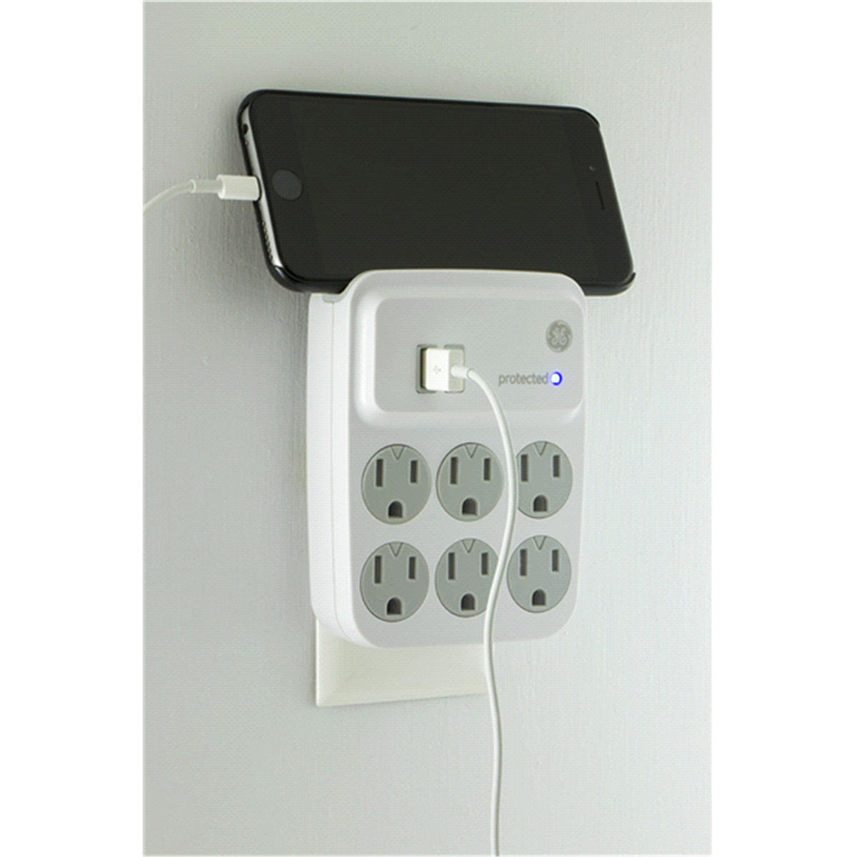 slide 4 of 39, GE 6-Outlet Surge Protector Tap with 2 USB Charging Ports, 25797, 1 ct