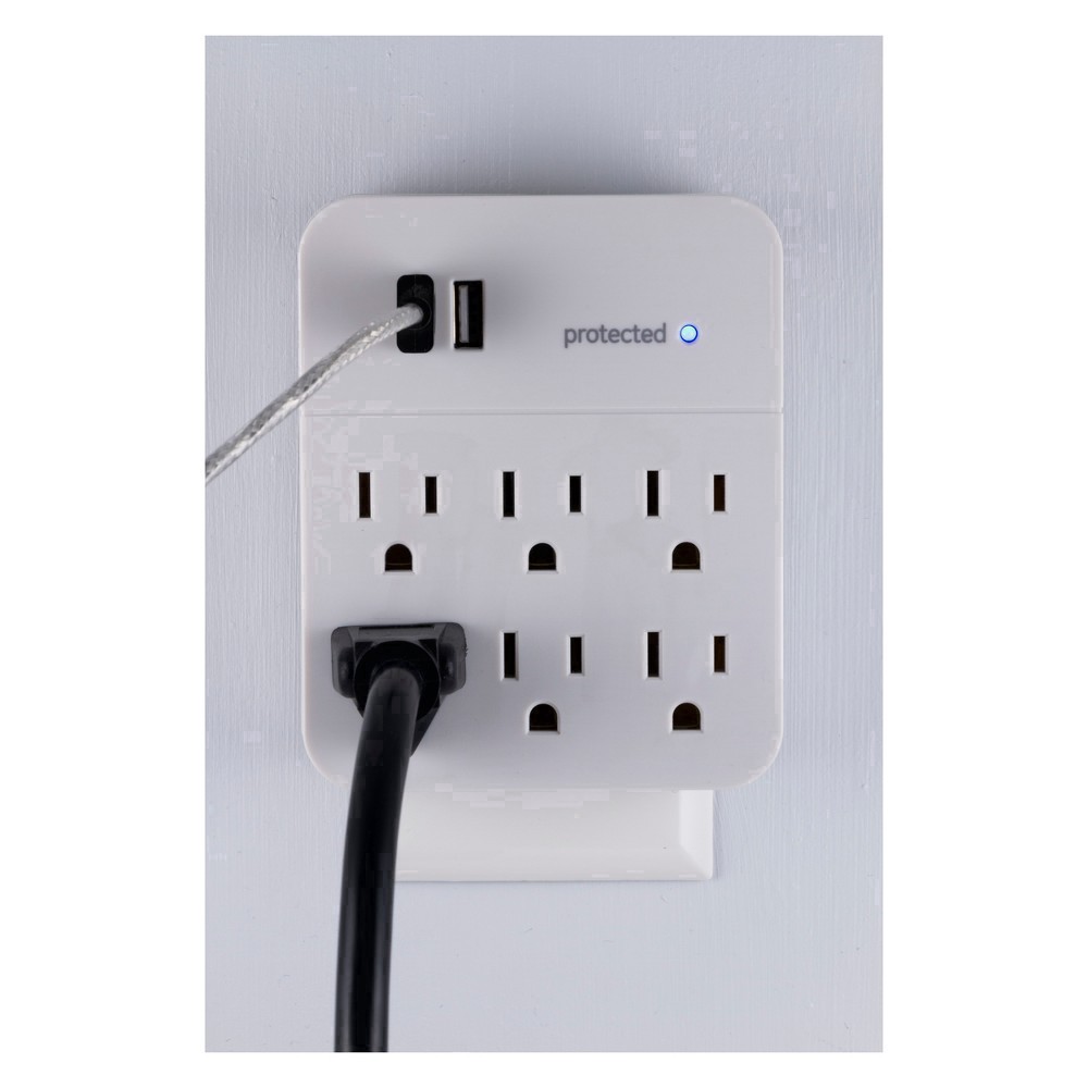 slide 17 of 39, GE 6-Outlet Surge Protector Tap with 2 USB Charging Ports, 25797, 1 ct