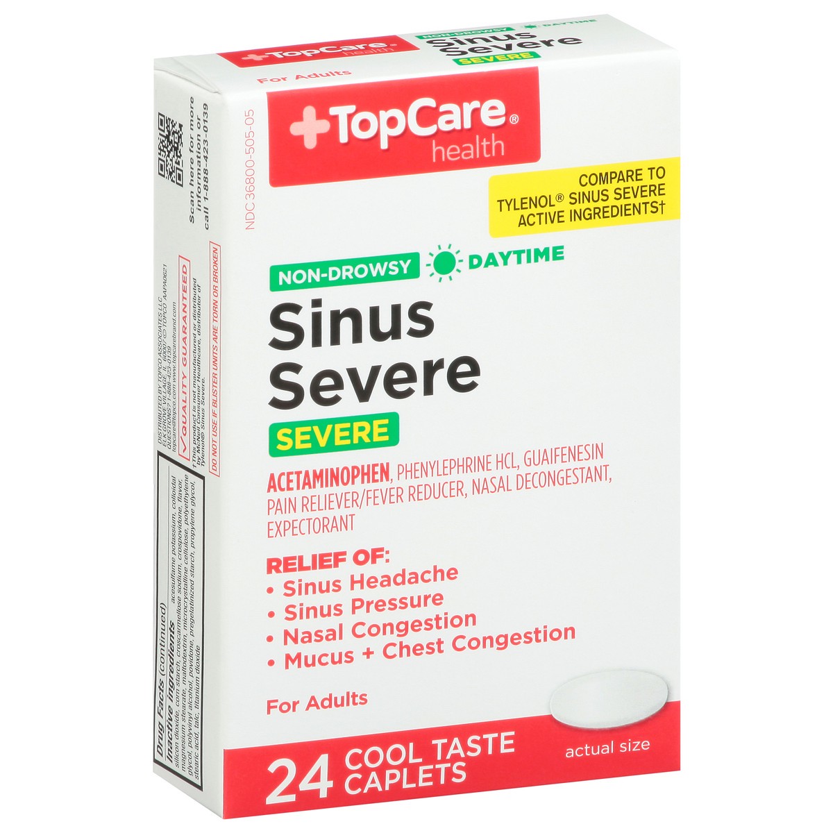 slide 2 of 9, TopCare Sinus Congestion And Pain, 24 ct