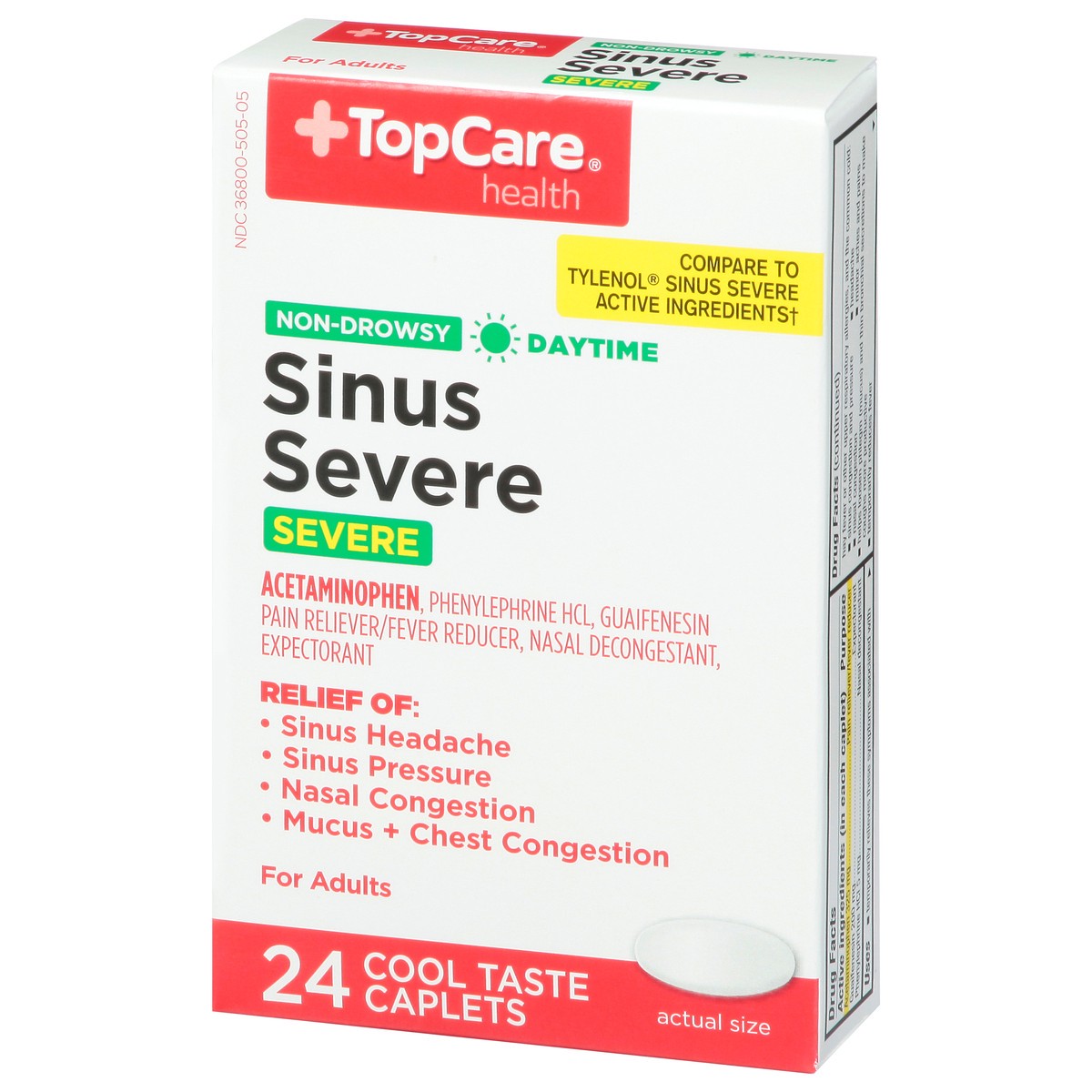 slide 3 of 9, TopCare Sinus Congestion And Pain, 24 ct