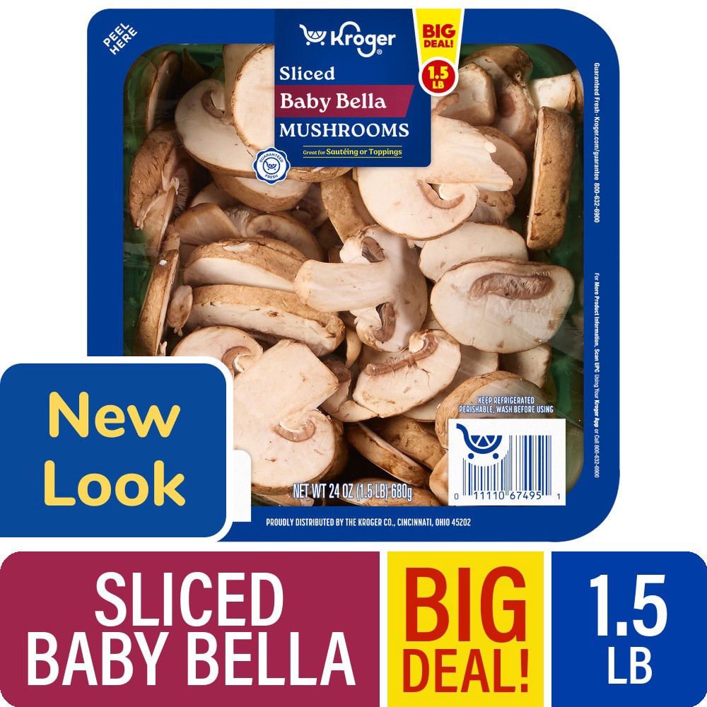 slide 1 of 1, Kroger® Sliced Baby Bella Mushrooms BIG DEAL!, 24 oz