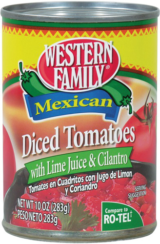 slide 1 of 1, Western Family Tom Diced W/Gr Chil/Lime, 10 oz