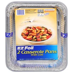 EZ Foil 11.75 Inch x 9.25 Inch Casserole Pans with Lids 2 ea