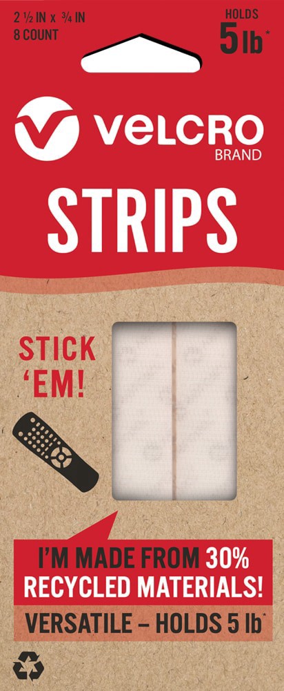 slide 1 of 1, VELCRO Brand Eco Velcro Strips - 8 Pack, 2.5 x 0.75 in