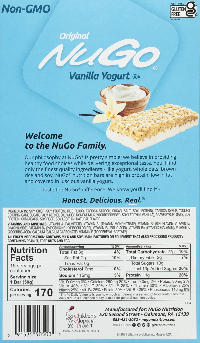 slide 8 of 14, NuGo Original Vanilla Yogurt Nutrition Bar 15 - 1.76 oz Bars, 15 ct