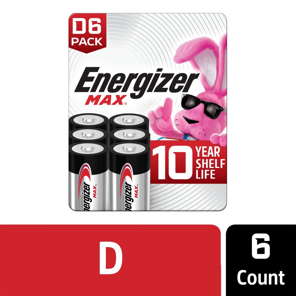 slide 4 of 6, Energizer MAX D Batteries , D Cell Alkaline Batteries, 6 ct