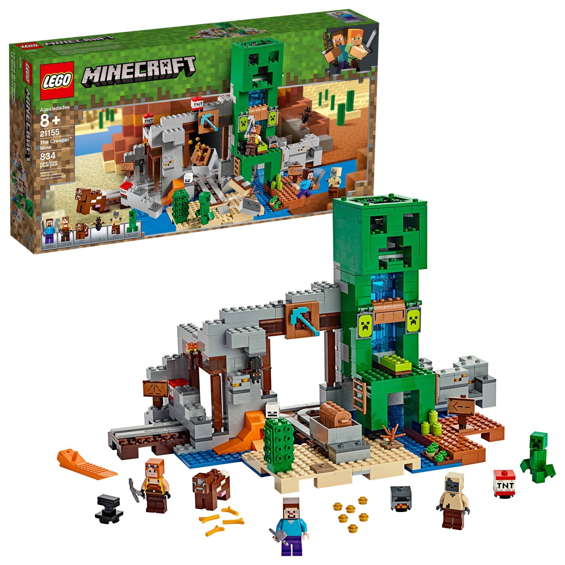 slide 1 of 7, LEGO Minecraft The Creeper Mine 21155 Building Set, 830 ct