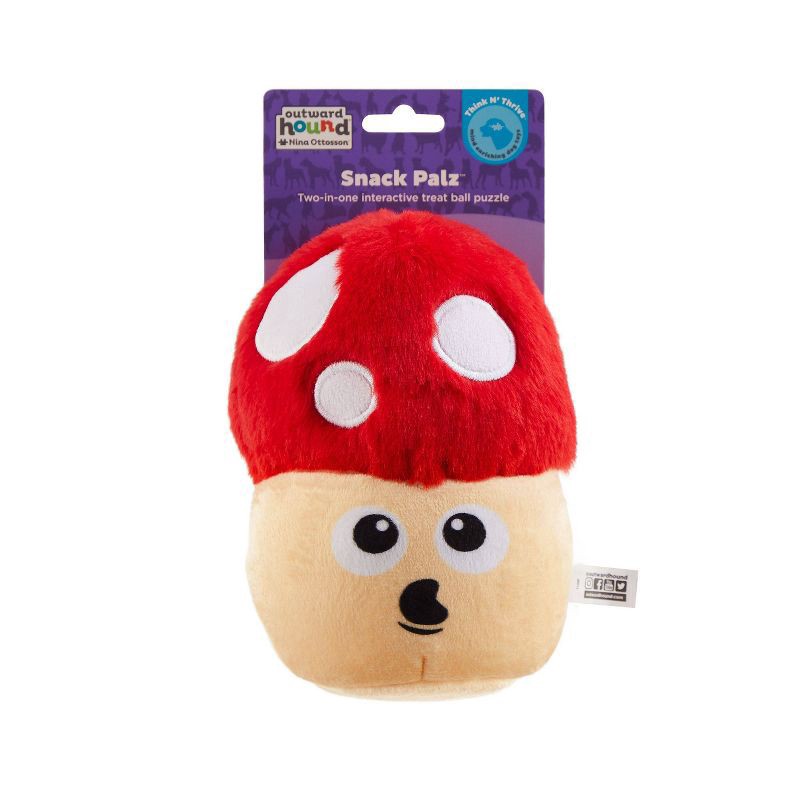 slide 3 of 5, Outward Hound Nina Ottosson Snack Palz MushRoom Interactive Plush Puzzle with Treat Ball Dog Toys, Small, 1 ct