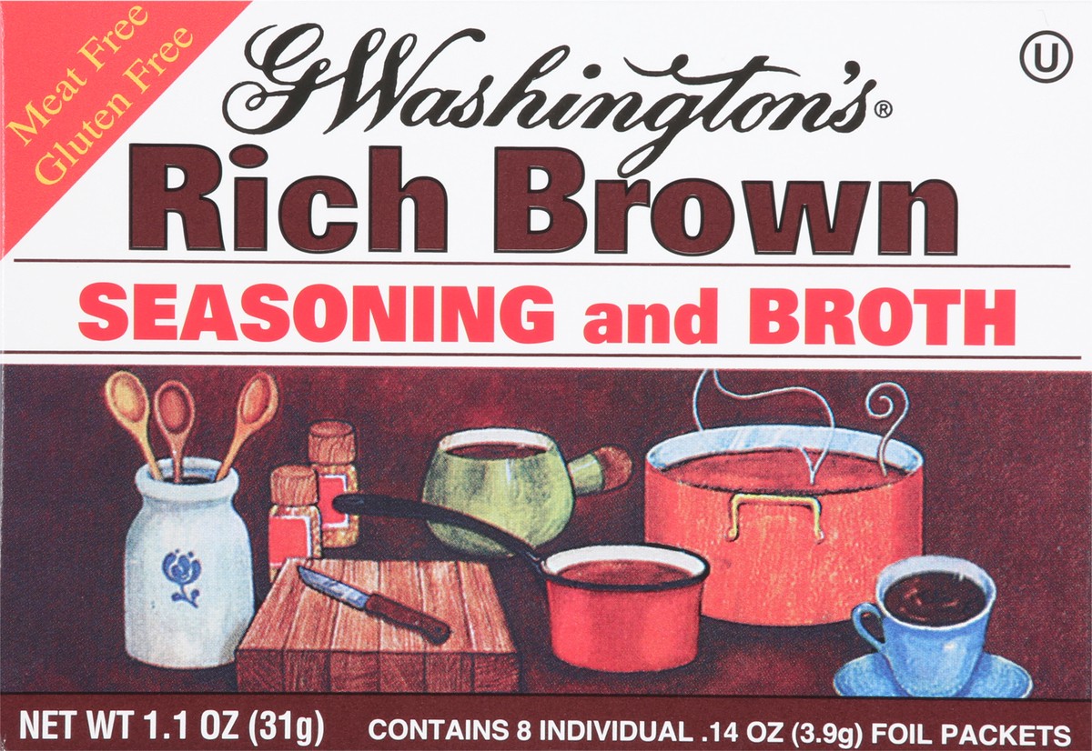 slide 1 of 9, G Washington's Rich Brown Seasoning and Broth 8-0.14 oz Packets Box, 8 ct