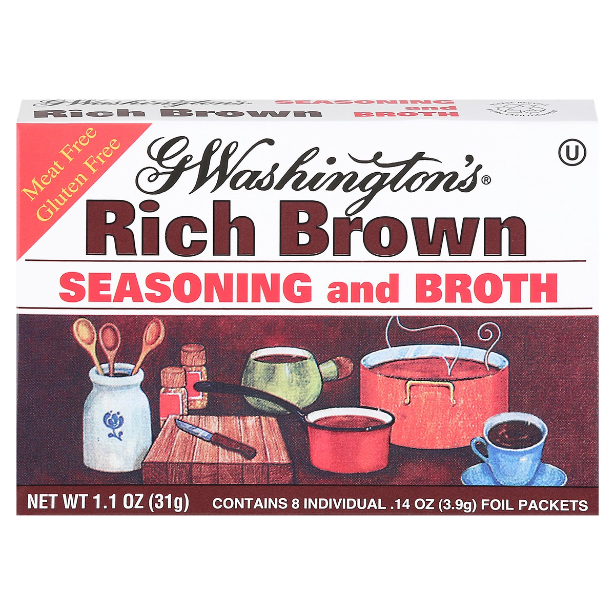 slide 1 of 9, G Washington's Rich Brown Seasoning and Broth 8-0.14 oz Packets Box, 8 ct