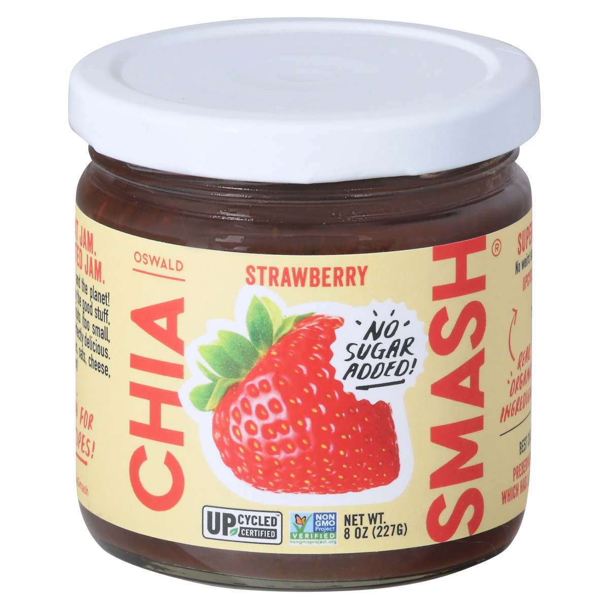 slide 1 of 12, Oswald No Sugar Added Strawberry Chia Smash 8 oz, 1 ct