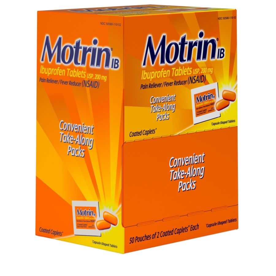 slide 3 of 4, Motrin Ib Ibuprofen Tablets, 2 Pain Relievers Per Pack, Box Of 50 Packs, 50 ct