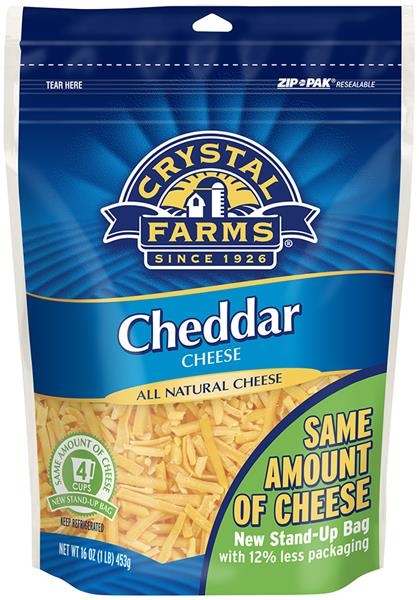 slide 1 of 1, Crystal Farms Shredded Cheddar Cheese, 16 oz