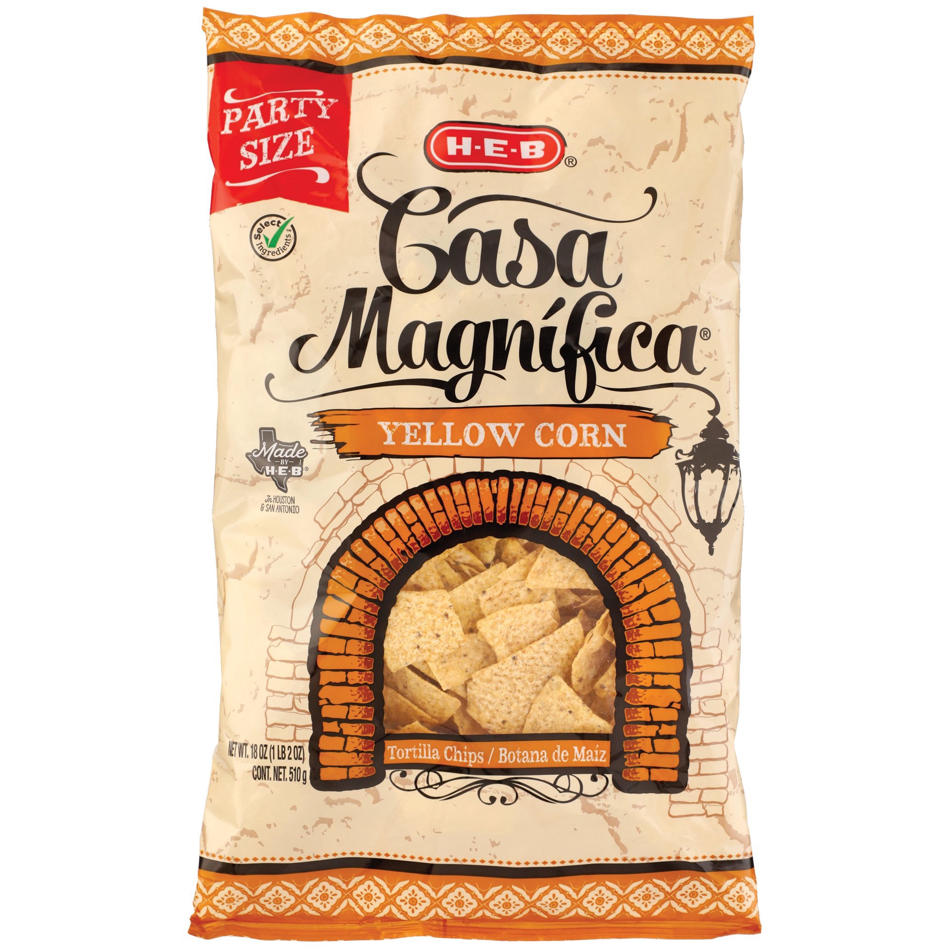 slide 1 of 1, H-E-B Casa Magnifica Yellow Corn Tortilla Chips - Party Size, 18 oz