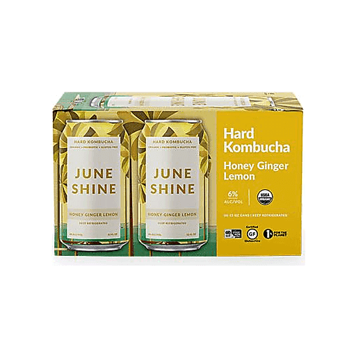 slide 1 of 1, JuneShine Hard Kombucha Honey Ginger Lemon, 72 oz