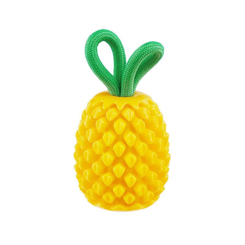 slide 1 of 3, Outward Hound Plant Dog Pineapple Dental Chew Toy and Interactive Treat Stuffer Dog Toys, Small, 1 ct