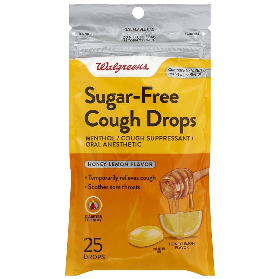 slide 1 of 5, Walgreens Sugar-Free Honey Lemon Flavored Cough Drops, 25 ct