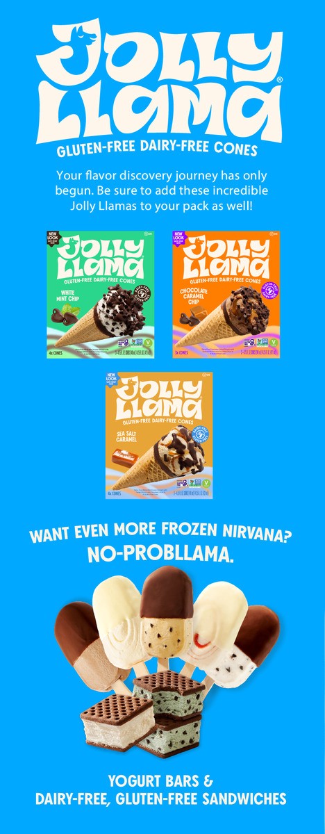 slide 8 of 9, Jolly Llama Gluten Free & Dairy Free Vanilla Fudge Sundae Cones, 14.25 fl oz