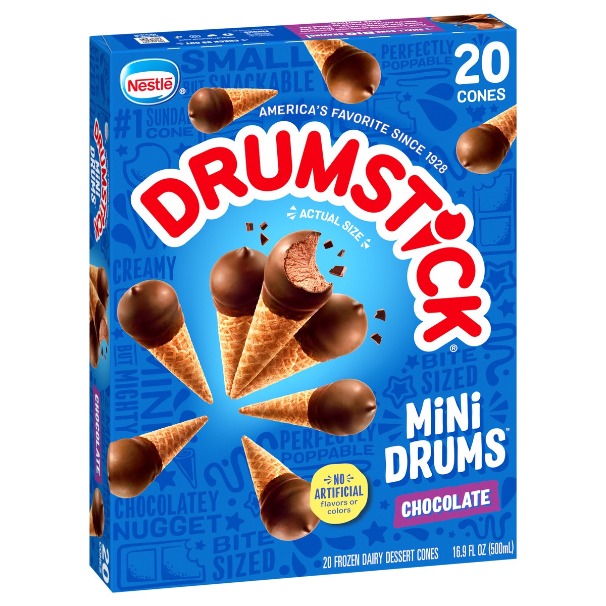 slide 8 of 9, Drumstick Mini Drums Chocolate Sundae Cones, 20 Count, 20 ct